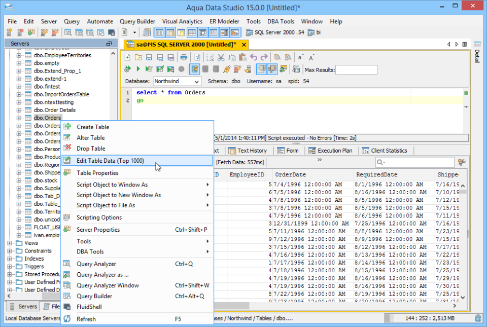 screenshot of Aqua Data Studio